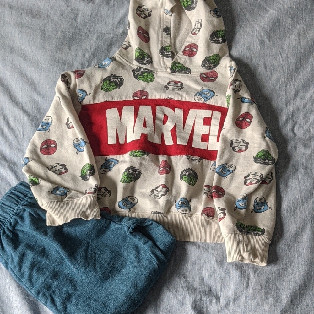 Marvel Character Hoodie and Blue Pants Set